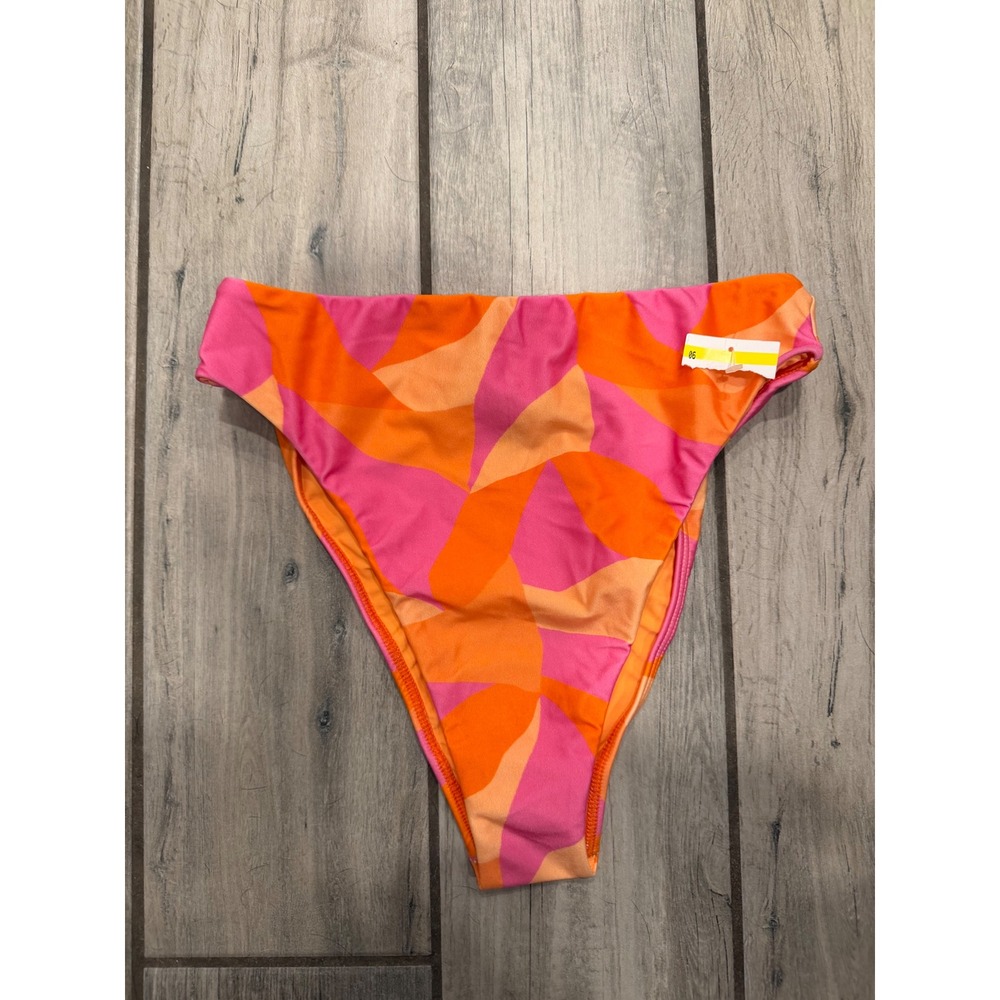 ViX Paula Hermanny Pink Orange Abstract Swirl High Waist Bikini Bottoms L NWT